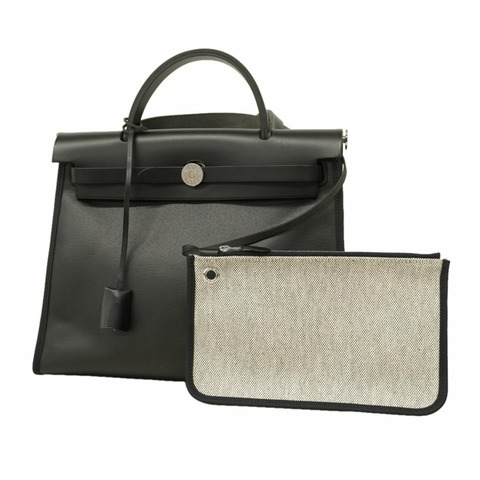 愛馬仕 Hermès Airbag Zip PM 手提包，Toile H Berline 帆布材質，黑色，帶 C 字印記，女士兩用包