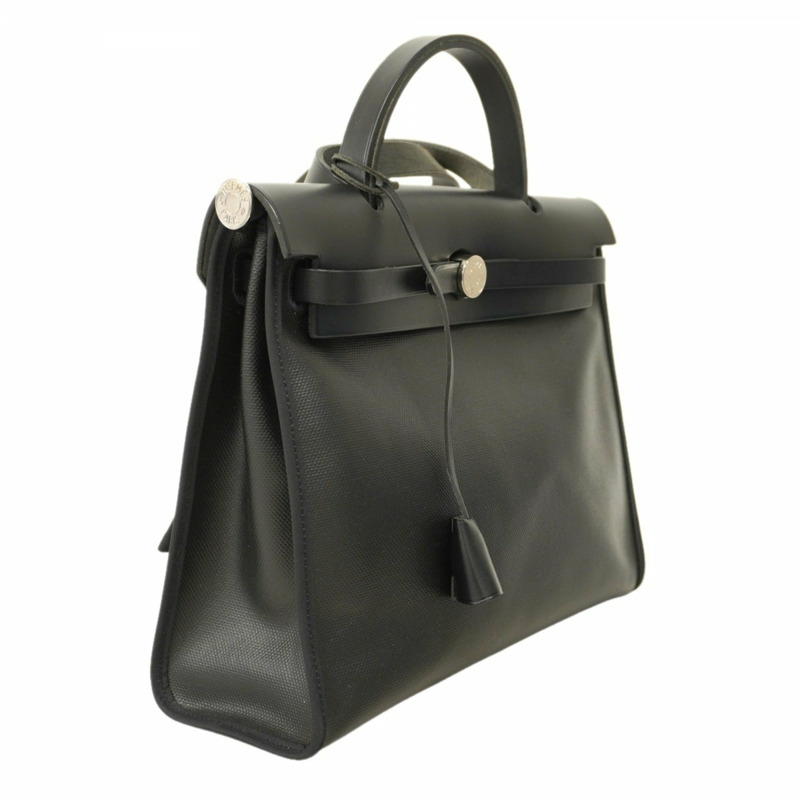 愛馬仕 Hermès Airbag Zip PM 手提包，Toile H Berline 帆布材質，黑色，帶 C 字印記，女士兩用包-1
