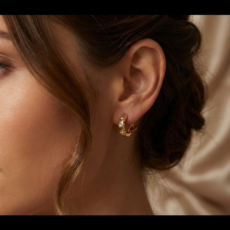 Old CELINE Vintage 18K金 單耳 天然鑽石耳環-0