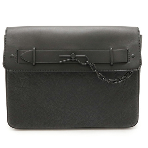 路易威登 Monogram Taurillon Pochette Steamer 手拿包，黑色，黑色，M80140