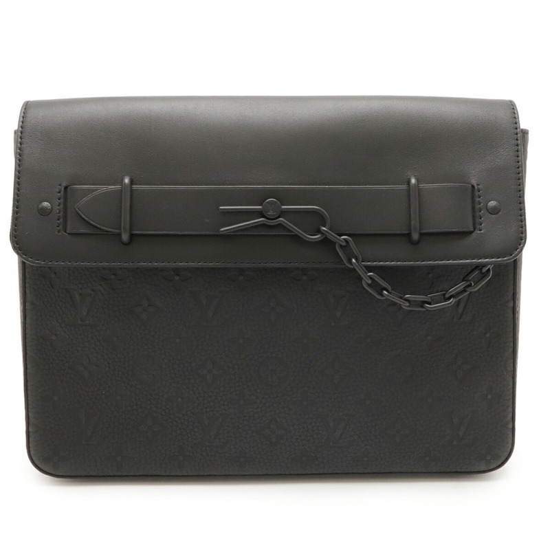 路易威登 Monogram Taurillon Pochette Steamer 手拿包，黑色，黑色，M80140-0