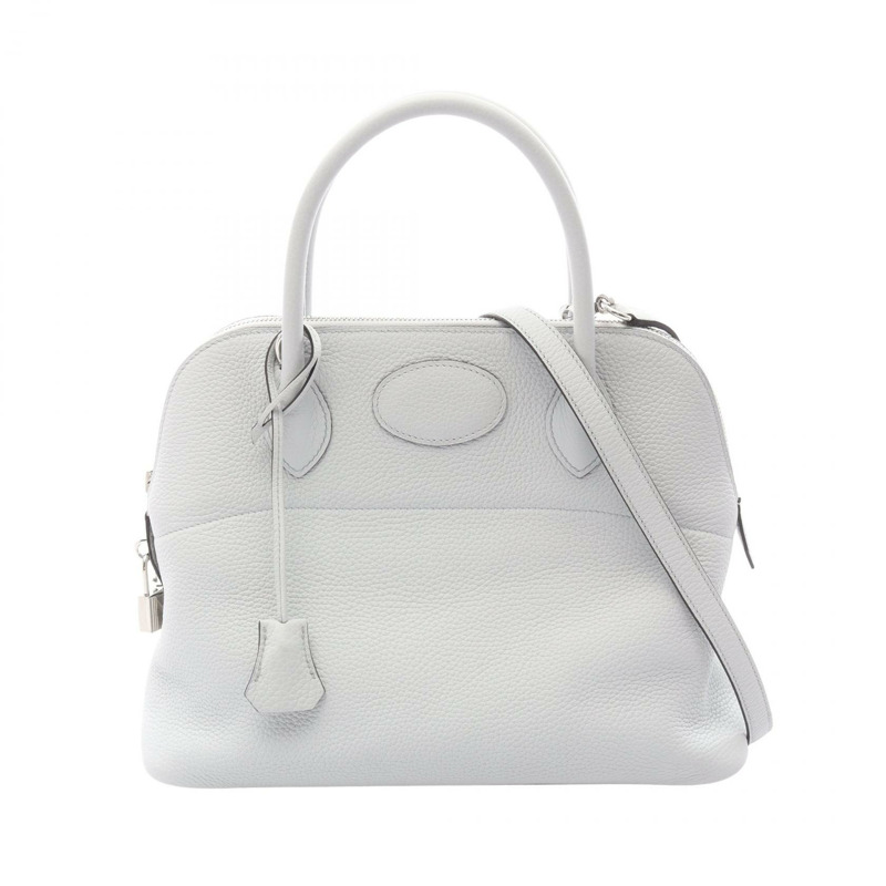 愛馬仕 Bolide31 肩背包，克萊門斯皮革，淺藍色，二手，女士，SHW Z-0