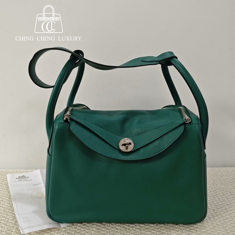 🌈Hermes💚Lindy 30💚深綠色銀扣🌟98新🌈有單💚evercolor皮🌟愛馬仕🌟