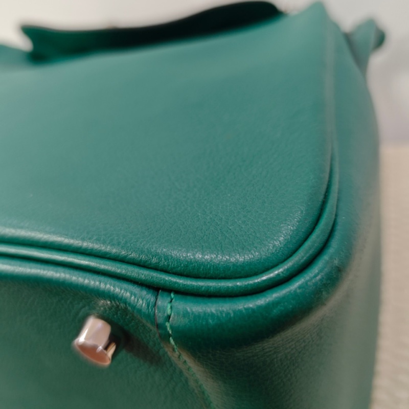 🌈Hermes💚Lindy 30💚深綠色銀扣🌟98新🌈有單💚evercolor皮🌟愛馬仕🌟-7