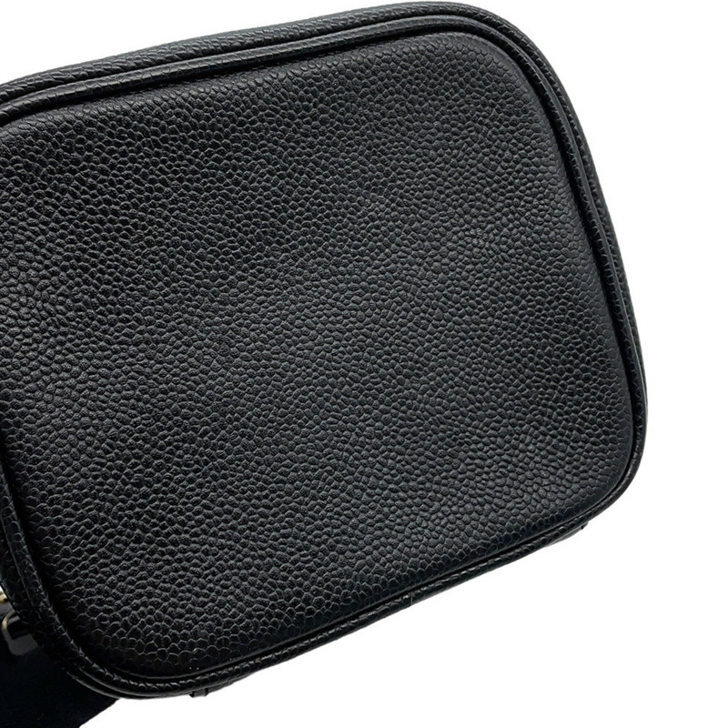 香奈兒 Coco 標誌魚子醬皮化妝包 A01998，黑色-5