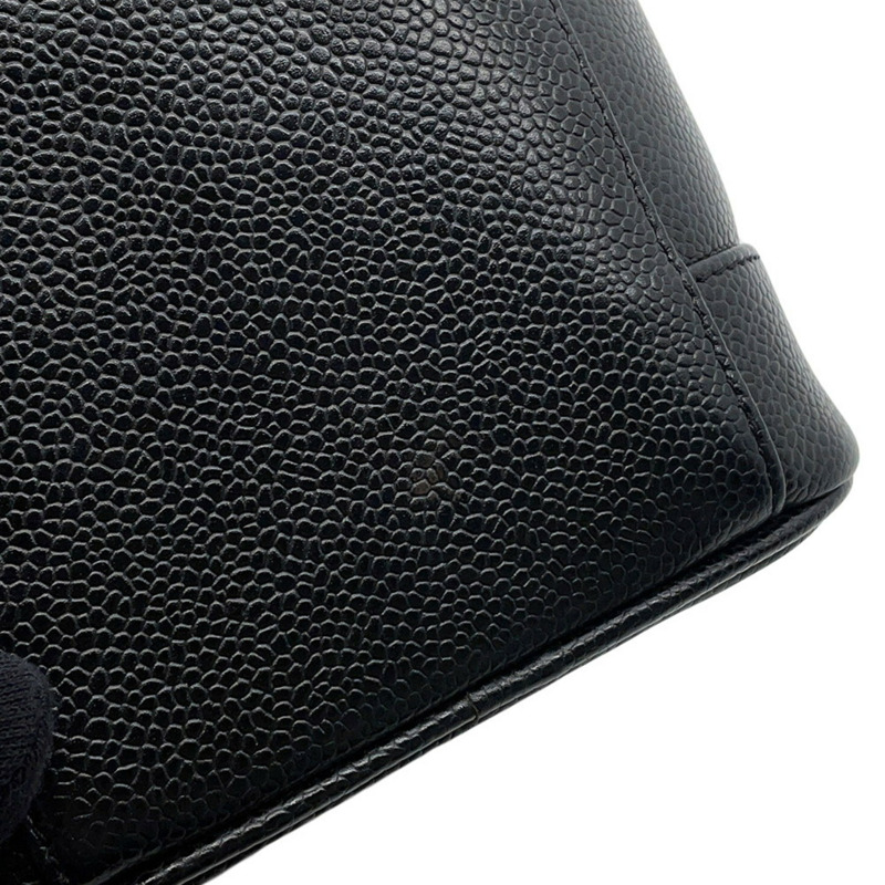 香奈兒 Coco 標誌魚子醬皮化妝包 A01998，黑色-7