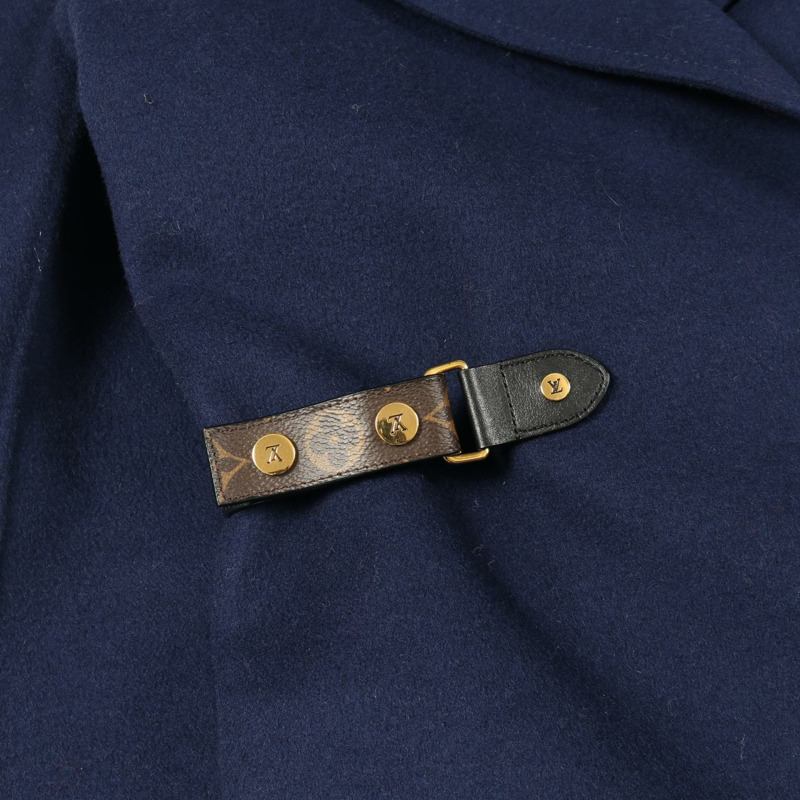路易威登 Monogram 其他羊毛絲綢大衣 海軍藍 二手 女士-8