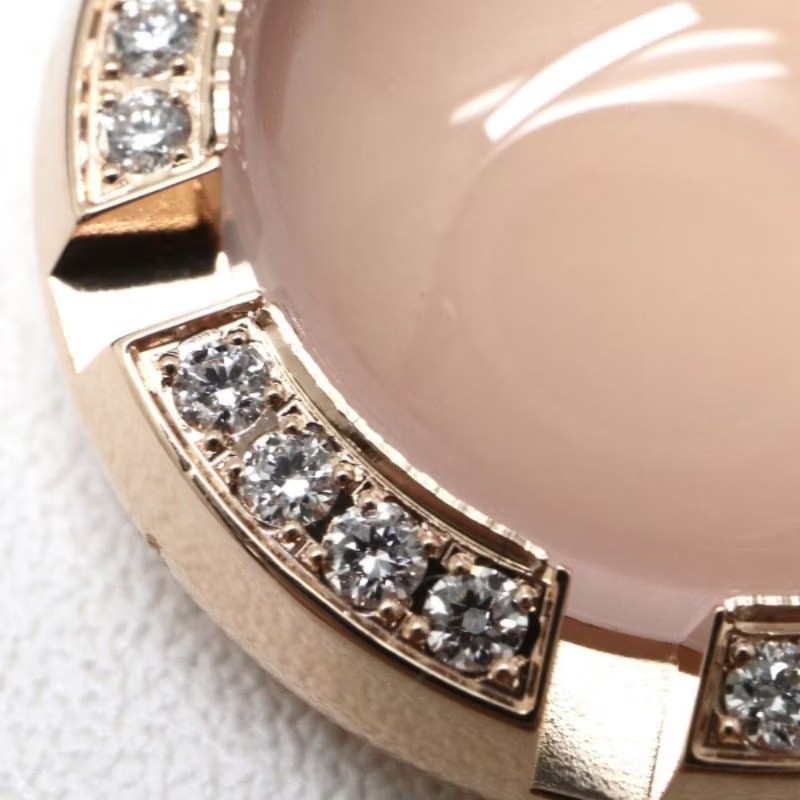 法國巴黎 CHAUMET 尚美 天然粉晶 天然玫瑰石英 18K金 鑽石吊墜 項鍊-3