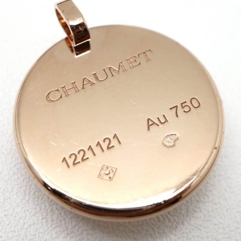 法國巴黎 CHAUMET 尚美 天然粉晶 天然玫瑰石英 18K金 鑽石吊墜 項鍊-4