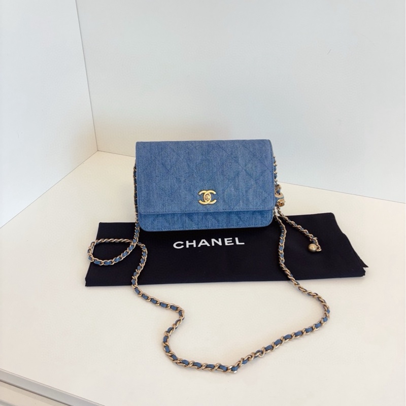 Chanel香奈兒 牛仔金球淺單寧Woc鏈條包-0
