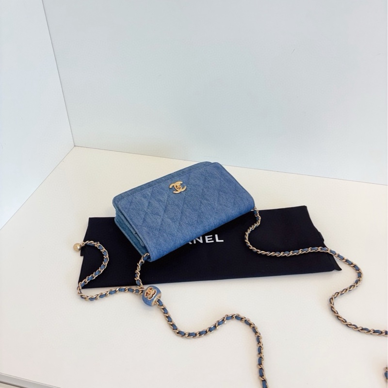 Chanel香奈兒 牛仔金球淺單寧Woc鏈條包-4