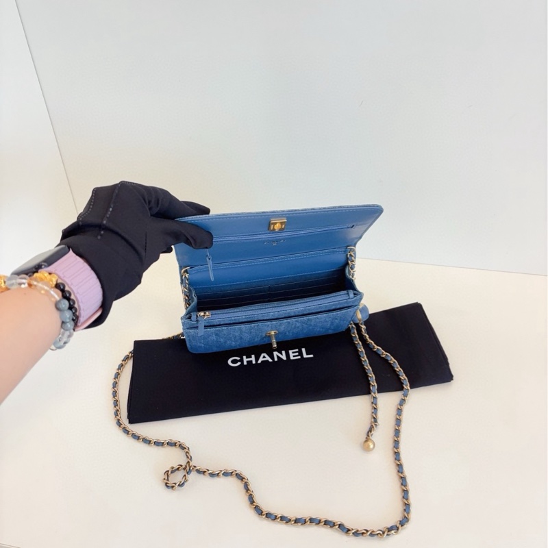 Chanel香奈兒 牛仔金球淺單寧Woc鏈條包-6