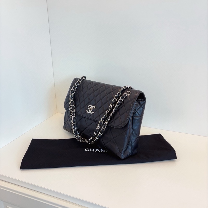 Chanel香奈兒 黑銀貝嫂公文鏈條包-1