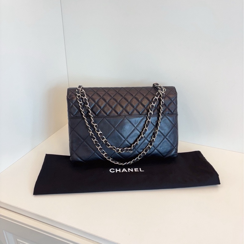 Chanel香奈兒 黑銀貝嫂公文鏈條包-2