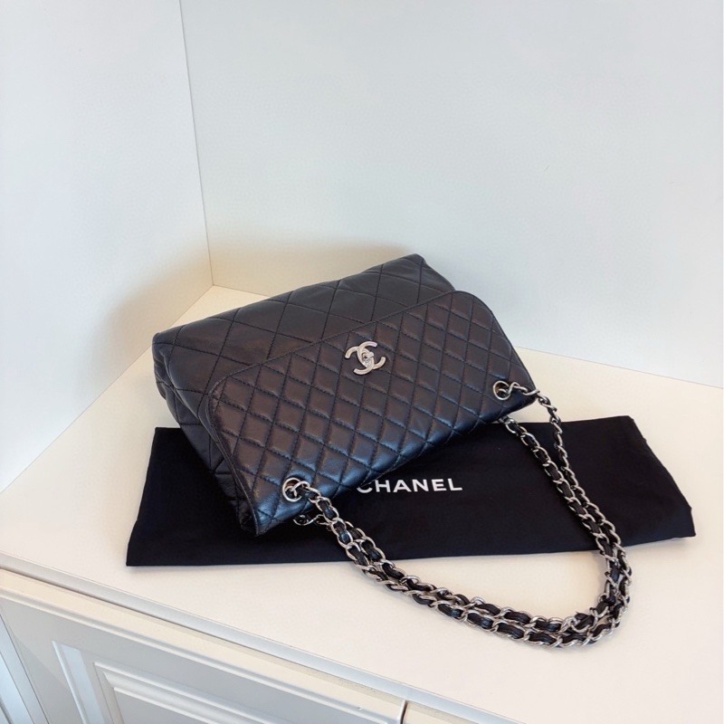 Chanel香奈兒 黑銀貝嫂公文鏈條包-4