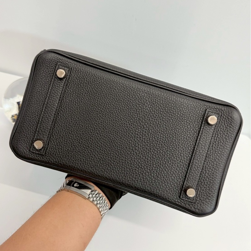 Hermes Birkin25 Touch 黑金拼鱷魚皮-8