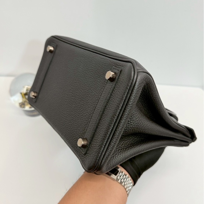 Hermes Birkin25 Touch 黑金拼鱷魚皮-9