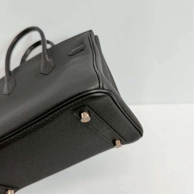 Hermes Birkin25 Touch 黑金拼鱷魚皮-14