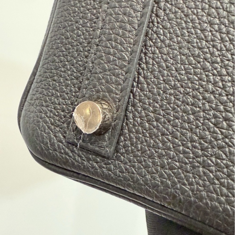 Hermes Birkin25 Touch 黑金拼鱷魚皮-18
