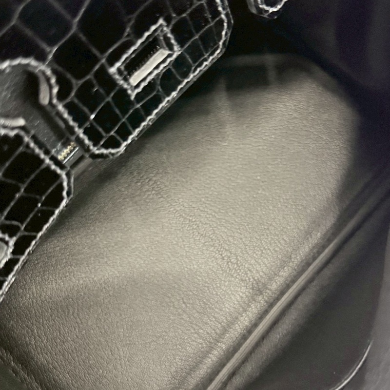Hermes Birkin25 Touch 黑金拼鱷魚皮-19
