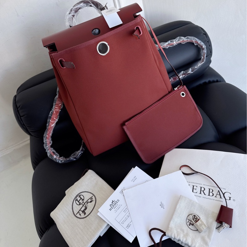 【全新品】愛馬仕Hermes 愛馬仕紅herbag小號雙肩包 吊牌全膜都在-1