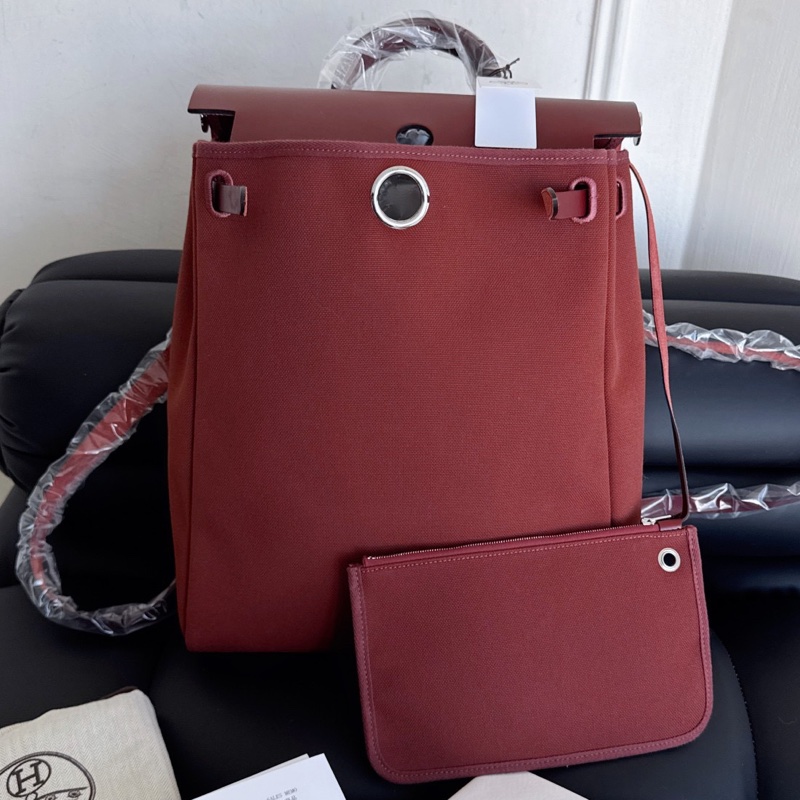 【全新品】愛馬仕Hermes 愛馬仕紅herbag小號雙肩包 吊牌全膜都在-2