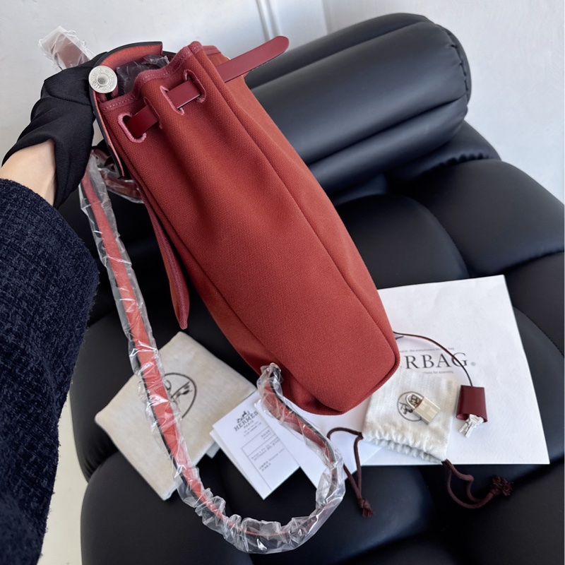 【全新品】愛馬仕Hermes 愛馬仕紅herbag小號雙肩包 吊牌全膜都在-6