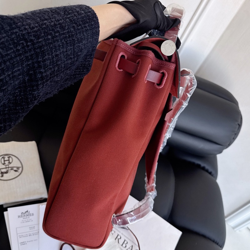【全新品】愛馬仕Hermes 愛馬仕紅herbag小號雙肩包 吊牌全膜都在-7