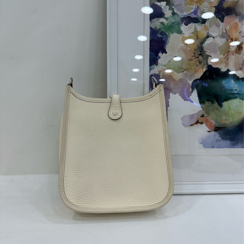 HERMES愛馬仕mini evelyne 奶昔白銀扣 Z刻-2