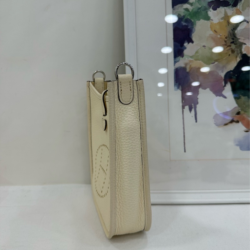 HERMES愛馬仕mini evelyne 奶昔白銀扣 Z刻-3
