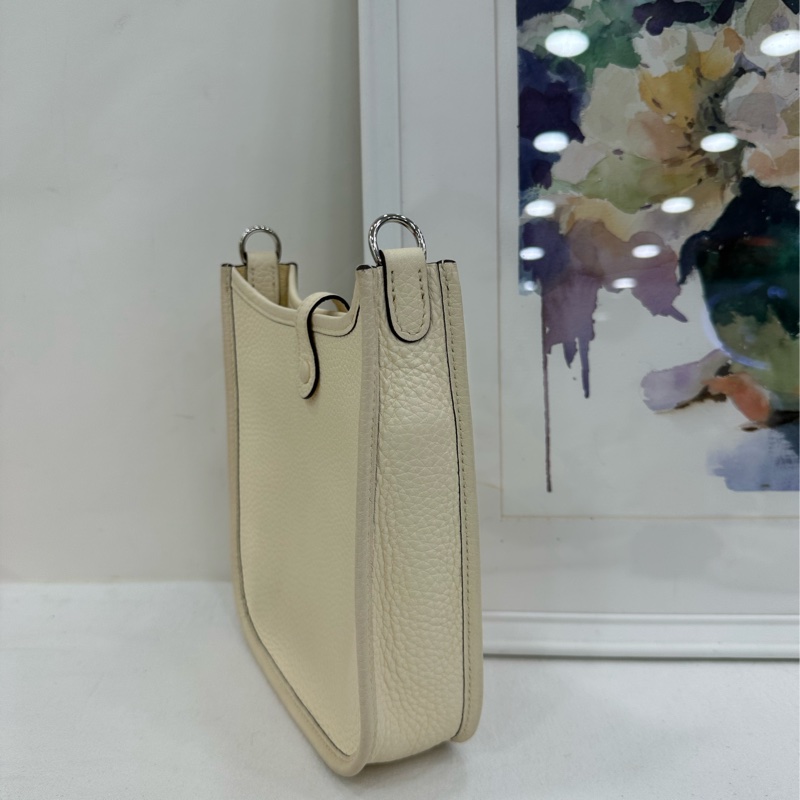 HERMES愛馬仕mini evelyne 奶昔白銀扣 Z刻-4