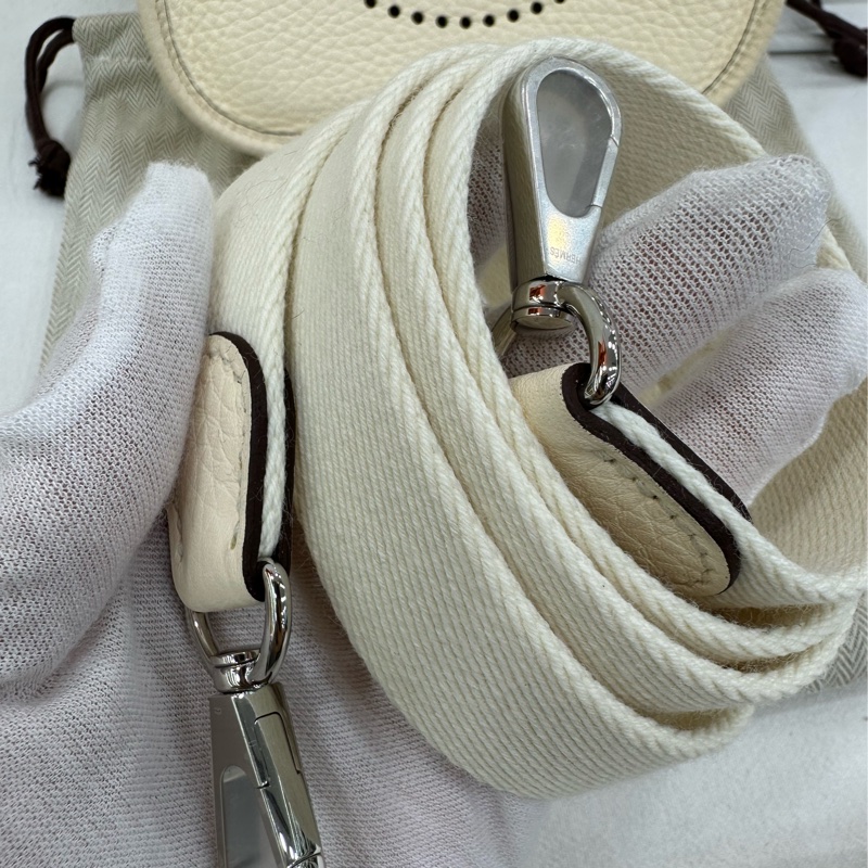 HERMES愛馬仕mini evelyne 奶昔白銀扣 Z刻-6