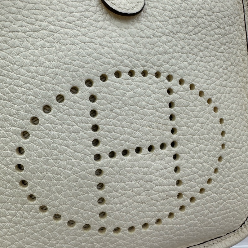 HERMES愛馬仕mini evelyne 奶昔白銀扣 Z刻-8