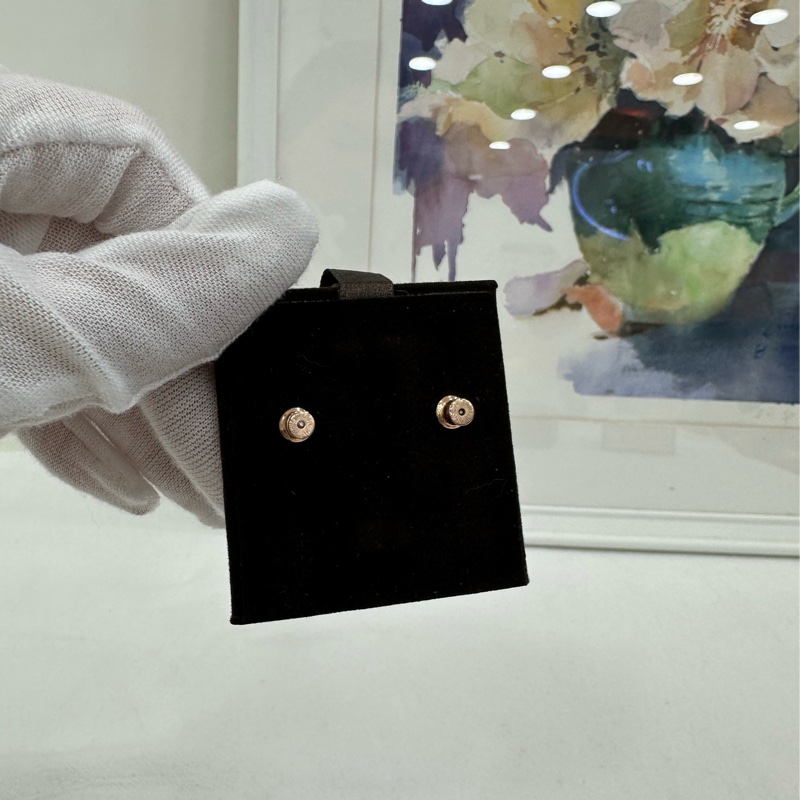 Hermes H型耳釘，金色搭配藍黑色琺瑯-3