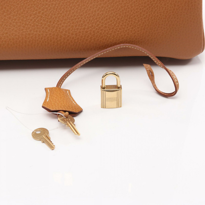 HERMES Haut a courroies 32 手提包 A Ardennes 皮革 天然 GHW 二手 女式-5