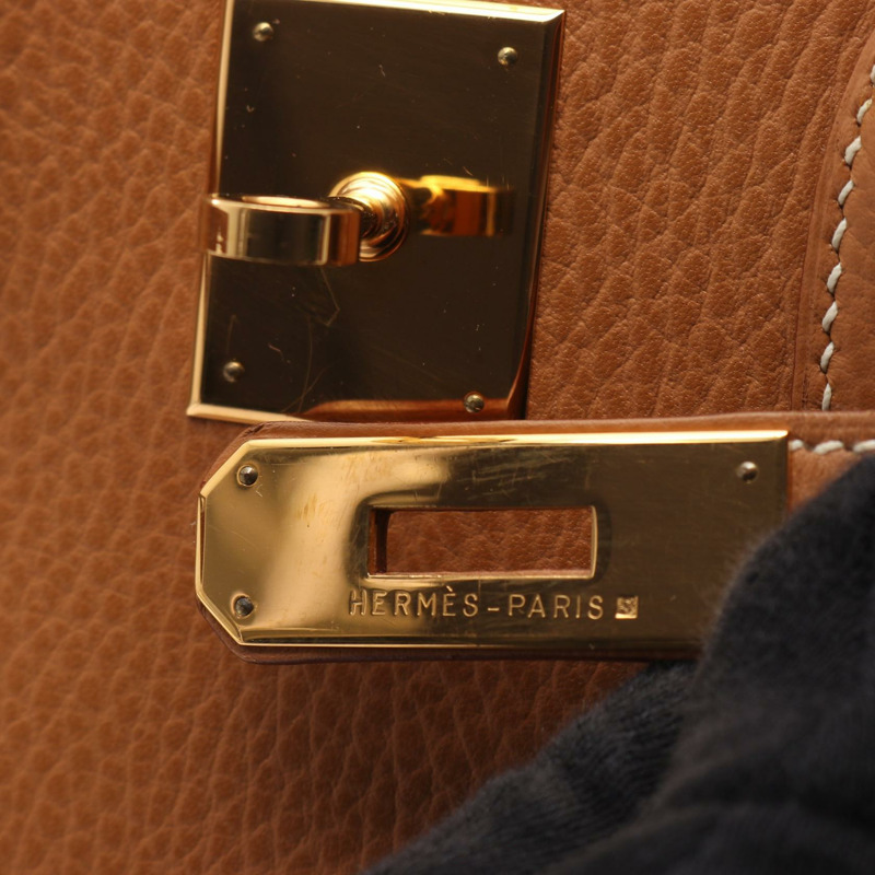 HERMES Haut a courroies 32 手提包 A Ardennes 皮革 天然 GHW 二手 女式-6