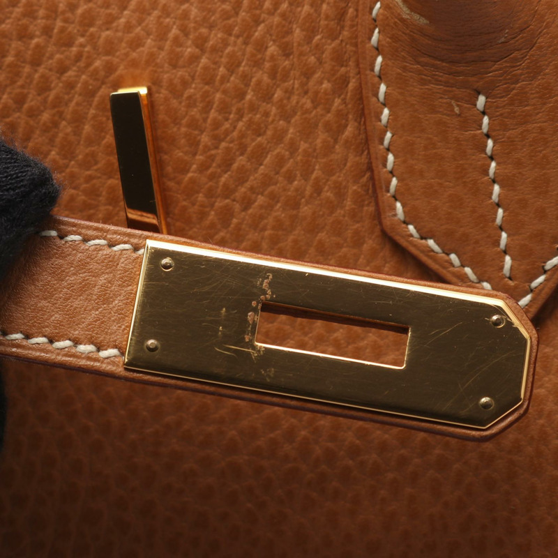 HERMES Haut a courroies 32 手提包 A Ardennes 皮革 天然 GHW 二手 女式-7