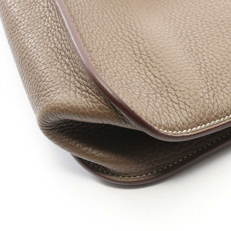 愛馬仕 Halzan 31 斜背包 C Taurillon Clemence Etoupe SHW 二手女士-5