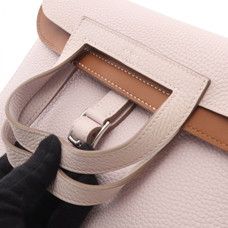 愛馬仕 Halzan 25 Verso 肩挎斜背包，Clemence 皮革，粉紅色，二手 B-5