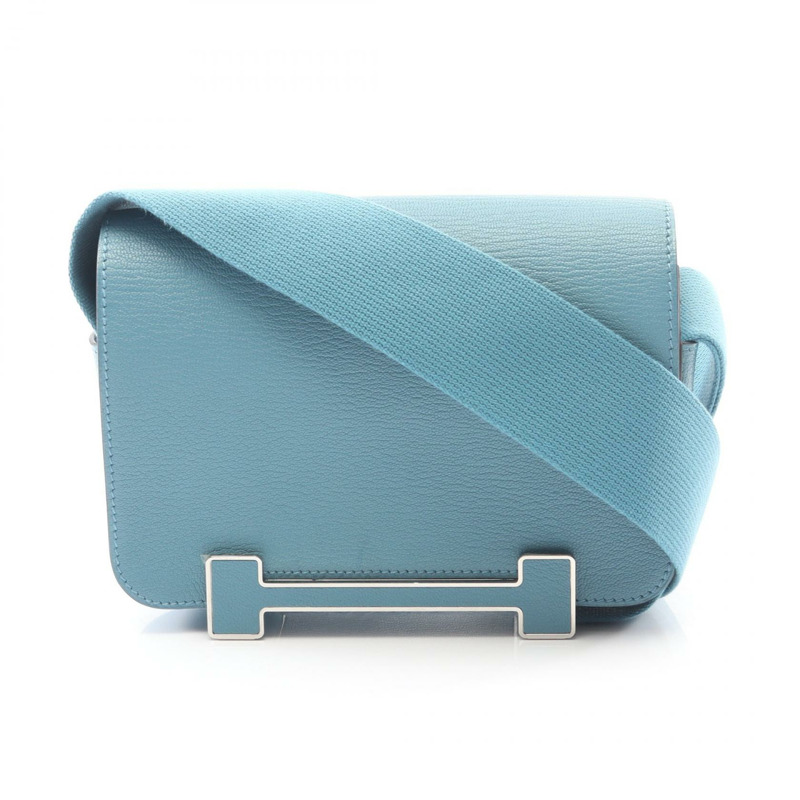 愛馬仕 Geta 單肩斜背包 083052CK 皮革 全新 藍色牛仔藍 SHW 二手 W-0