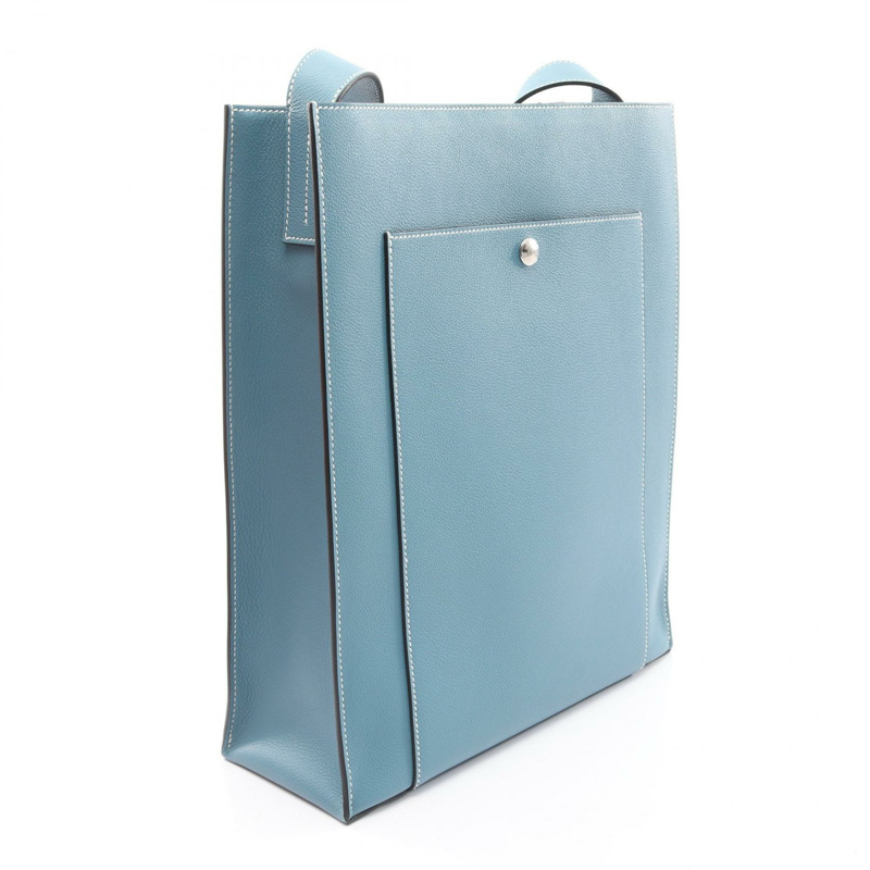 愛馬仕 CabaH 肩挎包 W 084929CK Evergrain 皮革 藍色牛仔色 SHW-1