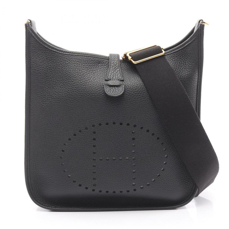 愛馬仕 Evelyne 3 PM 肩斜背包 B Taurillon Clemence 黑色 二手 金色五金-0