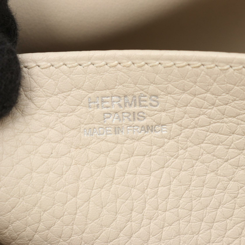 HERMES Halzan 31 斜背單肩手提包 Taurillon Clemence craie 二手 SHW-3