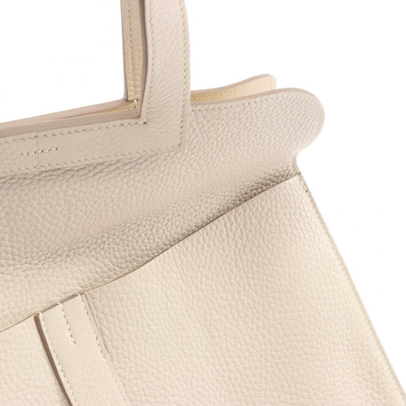 HERMES Halzan 31 斜背單肩手提包 Taurillon Clemence craie 二手 SHW-6