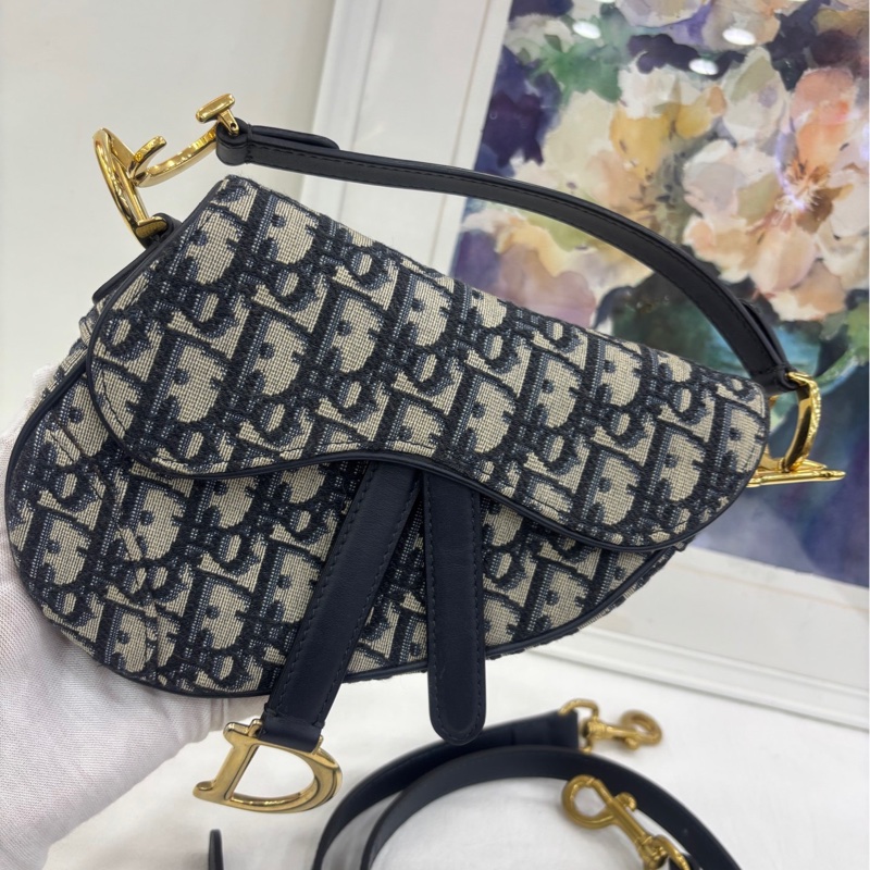Dior Saddle Oblique刺繡老花滿印帆布mini馬鞍包肩帶 18年編碼 98新 送一條原廠肩帶-1