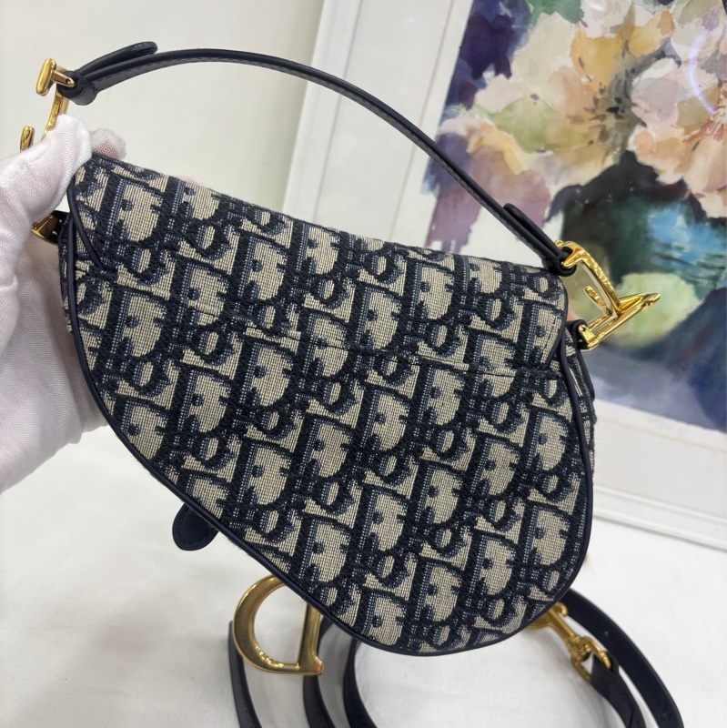 Dior Saddle Oblique刺繡老花滿印帆布mini馬鞍包肩帶 18年編碼 98新 送一條原廠肩帶-2