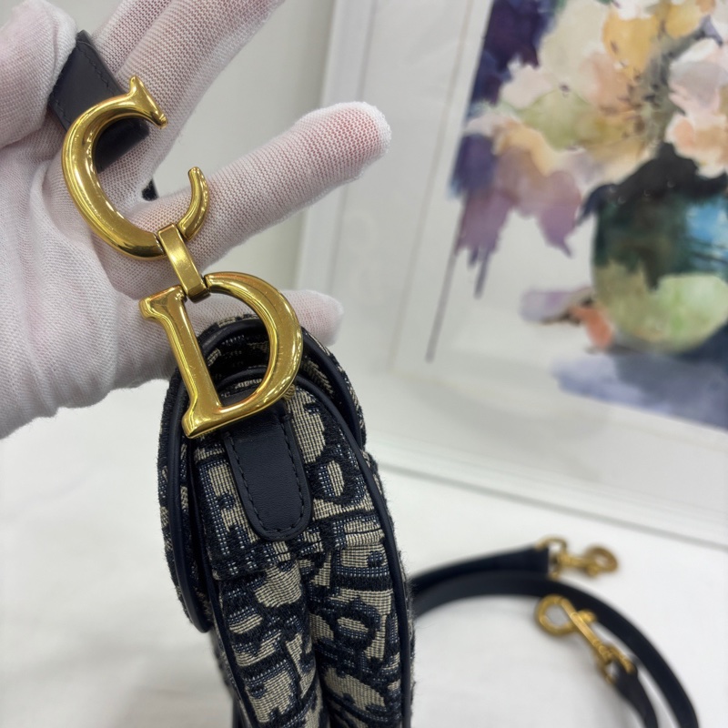 Dior Saddle Oblique刺繡老花滿印帆布mini馬鞍包肩帶 18年編碼 98新 送一條原廠肩帶-3