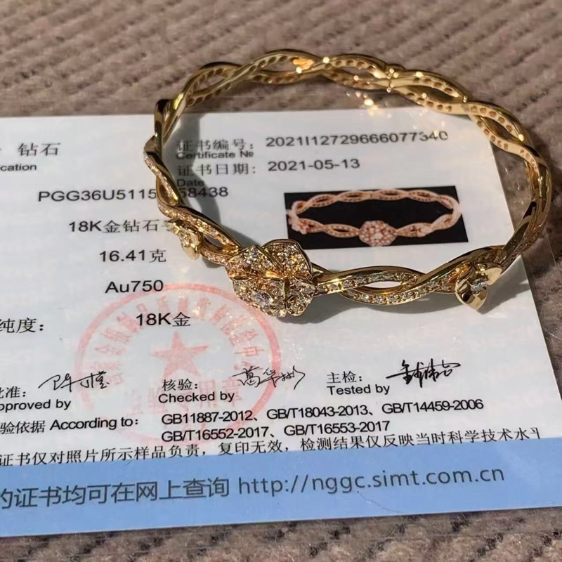 Piaget伯爵 Rose系列 18K玫瑰金滿鑽 玫瑰花手鐲，尺寸15號 2022年購入-1