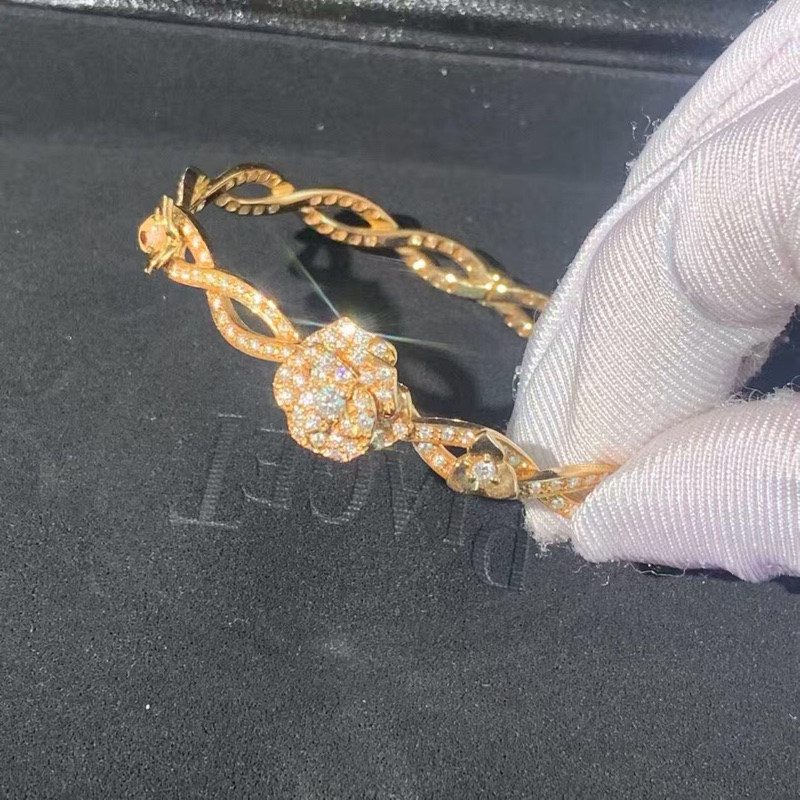 Piaget伯爵 Rose系列 18K玫瑰金滿鑽 玫瑰花手鐲，尺寸15號 2022年購入-3
