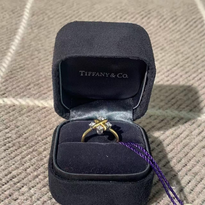 蒂芙尼Tiffany史隆伯傑交叉鳥巢 18K四鑽戒指 49號-1